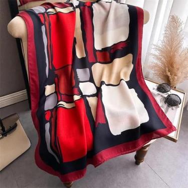 Imagem de Cachecol Grande De Algodão Listrado Para Mulheres, Pashmina Quente Par