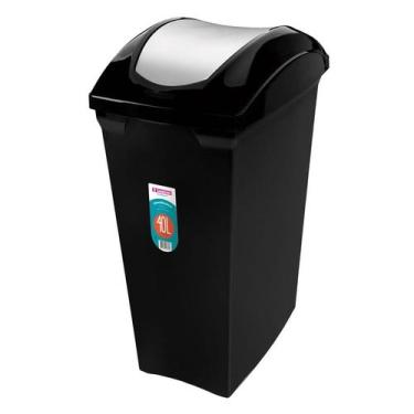 Imagem de Lixeira Organizadora 40 Litros Preta Com Tampa Basculante - Sanremo