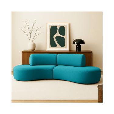 Imagem de Sofá Orgânico Módulo Curvo Savana Boucle Azul Turquesa - Montanari`s Decor