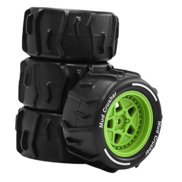 Imagem de simhoa Conjunto de 4 rodas e pneus de reposição para RC, modelo DIY profissional e para Granite Grom na escala 1/18, Verde