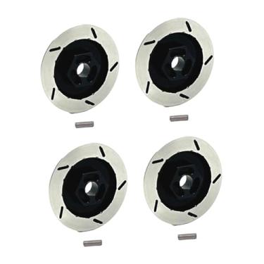 Imagem de Generic 4 discos de freio de roda RC 1/12 com encaixe hexagonal de 12 mm em alumínio para decoração de carros de modelismo MN128, Preto