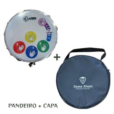 Imagem de Kit Pandeiro 10 Luen 94060 Pele Leitosa Aprendizado + Capa Pandeiro 10