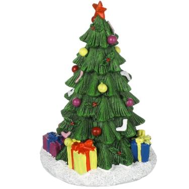 Imagem de UKCOCO Decorações de árvore de Natal de aquário, árvore de Natal de aquário de resina, acessório realista de aquário de mesa, multicolorido, 13 x 10 x 8 cm
