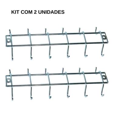 Imagem de Kit 2 Suporte Porta 12 Xícaras Fixar Armário Cozinha Cinza