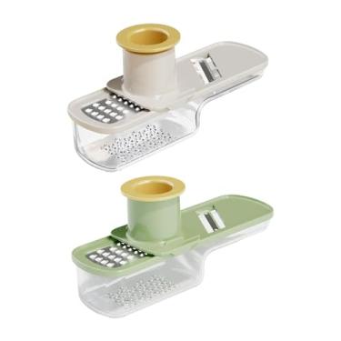 Imagem de Generic Ralador de gengibre e alho manual 3 em 1 em aço inoxidável, 2 peças, utensílio de cozinha que corta, pica e lamina frutas, legumes, cebola outros