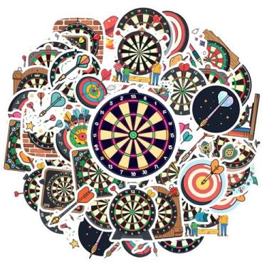 Imagem de Pacote de adesivos com 50 peças de dardos alvo adesivos de grafite circular para telefone faça você mesmo, guitarra, notebook, mala, copo, laptop, motocicleta, bagagem, telefone