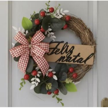 Imagem de Guirlanda 30cm Natal Artesanal Porta Entrada Luxo Decorada Decoração