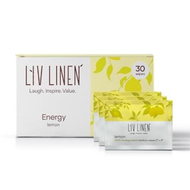 Imagem de Liv Linen - Lenços desodorantes de bambu - 30 unidades - embalados individualmente - Aromas de aromaterapia (limão, lavanda, aloe e coco) (30 unidades, Lenon)