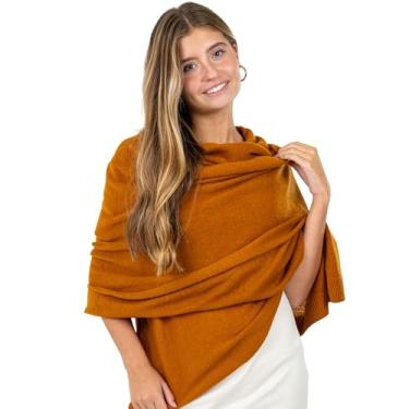 Imagem de Velanio Cashmere Cachecol luxuoso de malha para viagem, estola pashmina, cachecol para todas as estações para mulheres, mistura de lã de caxemira, Sienne, G
