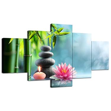 Imagem de Arte de parede de meditação Zen Yoga Spa pintura em tela impressa pedras de massagem e lírio d'água imagem de decoração de parede pôster de banheiro emoldurado para decoração de salão de beleza 5