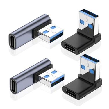 Imagem de Adaptador JOMIHONEY USB A macho de ângulo reto para USB C fêmea