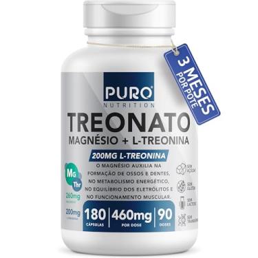 Imagem de Magnésio L-Treonato Puro Nutrition + Quelato, Alto Teor de Magnésio por Porção, 180 Cápsulas