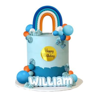 Imagem de Cake Topper DiDida Rainbow Blue com bola laranja para aniversário