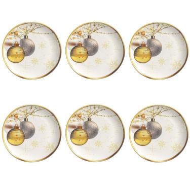 Imagem de Conjunto De Pratos De Sobremesa 06 Peças Natal Noite Dourada Porto Brasil