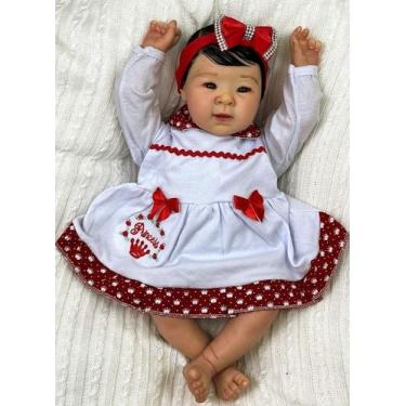 Imagem de Bebê Reborn Menina Japonesa Realista Corpo de Pano e Membros Silicone 