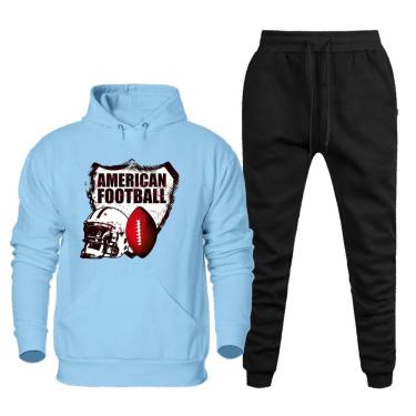 Imagem de Conjunto Moletom Plus Size Estampa Futebol Americano Calça Ajustavel Confortavel Tamanho Grande