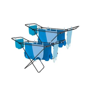 Imagem de Kit 2 Varal De Chão Com Abas Retrátil Slim Preto Mor