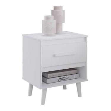 Imagem de Mesa De Cabeceira Com 1 Gaveta E Nicho Lima Branco
