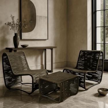 Imagem de Cadeiras Lotus Chaise Longue em Corda Náutica e Aço Poltrona para Jardim e Varanda Gourmet Design Ergonômico e Moderno (Verde)