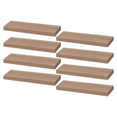 Imagem de Kit 8 Prateleiras 30 x 10cm Carvalho Suporte Invisível