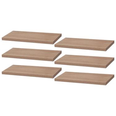 Imagem de Kit 6 Prateleiras 50 X 10cm Carvalho Suporte Invisível