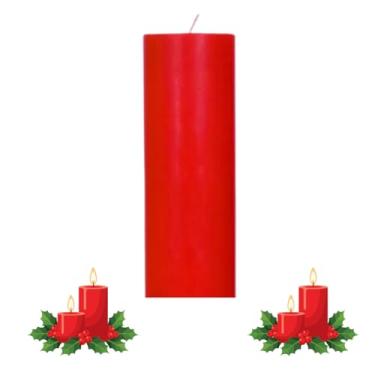 Imagem de Vela de Altar 30 cm de altura e 7 cm de diâmetro, vela do advento, opções de cores, 995 gramas cada. Com papel celofane premium, parafina 100% pura. Marca Velas Estrela (Vermelho)