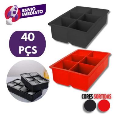 Imagem de Kit Forma Silicone Gelo Grande 6 Cubos Flexível Maleável Drink Whisky 