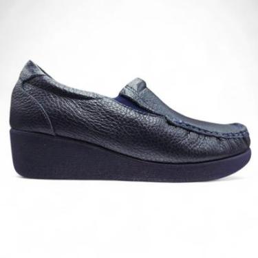 Imagem de Sapato Usaflex Mocassim Anabela em Couro Relax Uniforme-Feminino