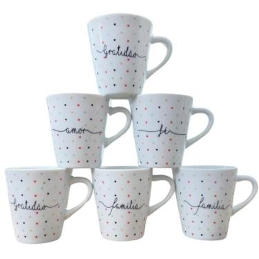 Imagem de Caneca Infantil 120ml Porcelana Jogo 6 pçs Várias Estampas (kit 6 peças, Poá colorido)