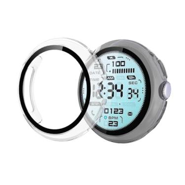 Imagem de HAJSLU Pacote com 2 capas para Google Pixel Watch 4 (2025) 41 mm – Capa rígida de policarbonato completo com protetor de tela de vidro temperado HD para Pixel Watch 4, transparente