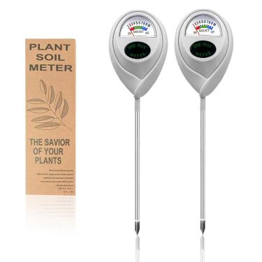 Imagem de MEPHILIMIA 2 peças medidor de solo branco, medidor de umidade do solo, medidor de umidade plantas, medidor de umidade PH para jardim agricultura jardim fazenda sem baterias necessárias