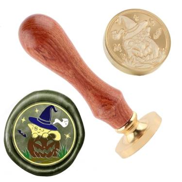 Imagem de Carimbo de lacre de cera de abóbora Carimbo de selo de cera de Halloween cabeças de latão removíveis para decoração de festa de Halloween convites carta envelope cartões de felicitações presentes