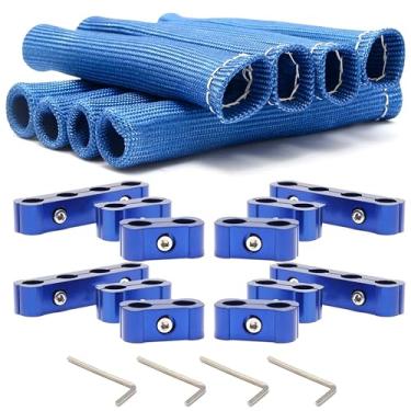 Imagem de Baieasy Divisor separador de fios de vela de ignição do motor de 12 peças e 8 peças protetor de botas de fio de vela de ignição manga de cobertura de calor 8 mm 9 mm 10 mm Suporte de braçadeira de fio