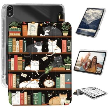 Imagem de Capa para iPad (A16) 2025 (11ª geração), capa para iPad 10.9 2022 (10ª geração) com suporte para lápis, capa protetora fina com três dobras e traseira rígida transparente com hibernação automática