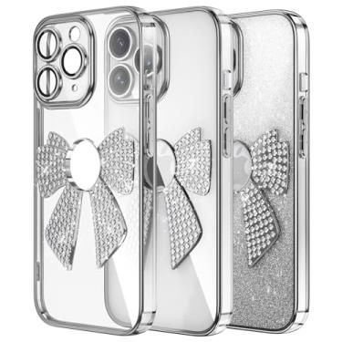 Imagem de MEMAXELUS Compatível com iPhone 11 Pro, capa macia de silicone à prova de choque TPU para meninas e mulheres com borboleta de diamante brilhante capa protetora para câmera para iPhone 11 Pro, prata KD