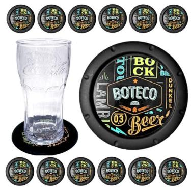 Imagem de Kit 12 Porta Copo de Plástico para Mesa Bar Boteco Estampado - Plasúti
