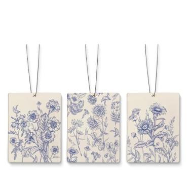 Imagem de Dilemat Aromatizador de ar floral vintage para carro, retrô de plantas silvestres para pendurar 3 peças para carros, armário, gaveta, livros, banheiro, acessórios de decoração de espelho de carro