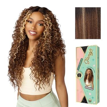 Imagem de Sensationnel Glamzy Lace Part Wig - Zinnia Glueless Hand Tied Wider V Parting Synthetic Hair (BALAYAGECARAMEL)