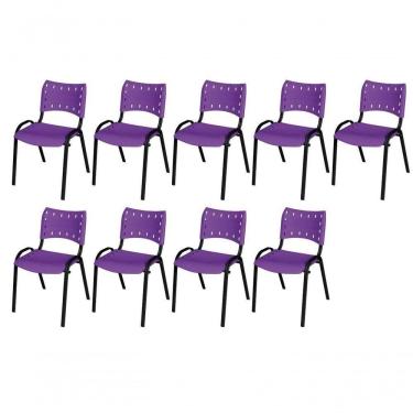 Imagem de Cadeira Iso Base Preto Igreja, Escola, Escritório - Violeta Kit 9 Peças