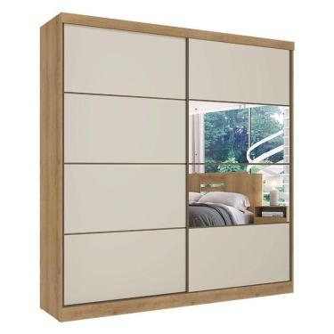 Imagem de Guarda Roupa Casal Malaga Glass 2 Portas Capuccino Off White Acetinado - Thb