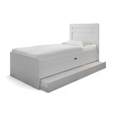 Imagem de Cama Solteiro Larissa Branca Com Auxiliar