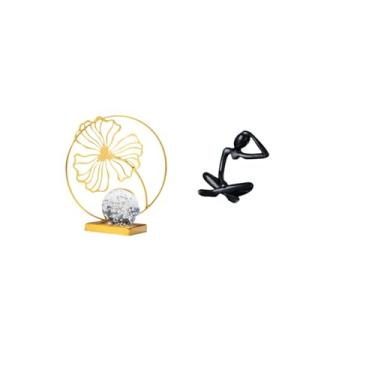 Imagem de Fenteer Estatueta Abstrata de Ferro Leaf Thinker, Escultura Decorativa, Ornamento Colecionável, Coleção Moderna de Mesa para Estante, Escritório, Mesa, Quarto