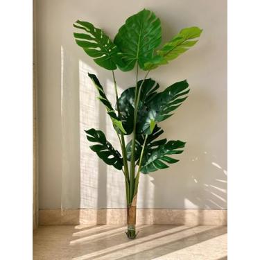 Imagem de Planta Artificial Tropical Realista de Folhas Costela De Adão para Sala de Estar, Quarto, Sala de Jantar e Escritório