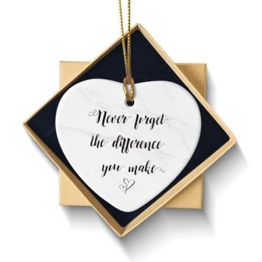 Imagem de Presentes de agradecimento para colegas de trabalho – Ornamento de cerâmica de coração para pendurar com nunca se esqueça da diferença que você faz, lembrança de agradecimento para professores