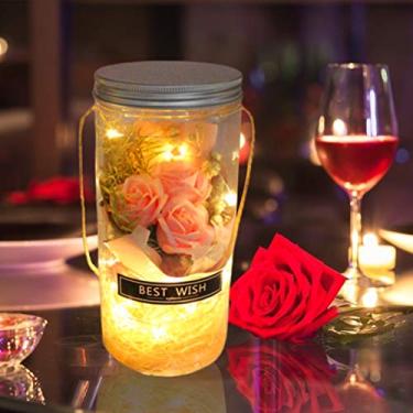 Imagem de Fafeicy Sabão Rosa Flor Led Garrafa Luz Corda, Iluminação Decorativa Artesanal para o Casamento Dos Namorados e Celebração de Aniversário (Rosa)