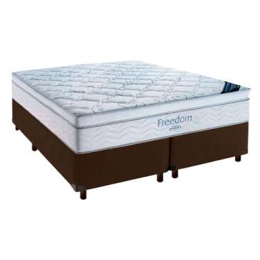 Imagem de Cama Box Marrom + Colchão Queen Freedom Ortobom