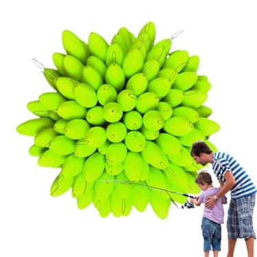 Imagem de Shakven Rolha de bobber flutuante, pesca de feijão espacial oval - Contas de bloqueio de luz noturna para pesca em rocha,100x contas de bloqueio de luz noturna de pesca, luz de bolas flutuantes