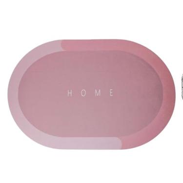 Imagem de Tapete Superabsorvente Redondo, Antiderrapante, PVC e Veludo Técnico, Rosa, Azul ou Cinza, 57x38 cm, para Banheiro, Cozinha e Sala