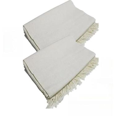 Imagem de Conjunto de mantas extragrandes para sofá (2 peças), dimensões 300 x 180 cm, material de algodão puro, com finalidades decorativas e protetoras. (2 Cru)