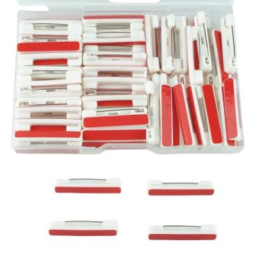 Imagem de FAZHBARY 80 pinos de barra de segurança, pino de etiqueta de nome de 3 cm com uma caixa de plástico para crachás, artesanato, roupas, artes e artesanato